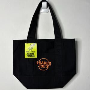 Trader Joe’s Canvas MINI Tote Bag — Halloween Trick or Treat Black + Orange NWT!